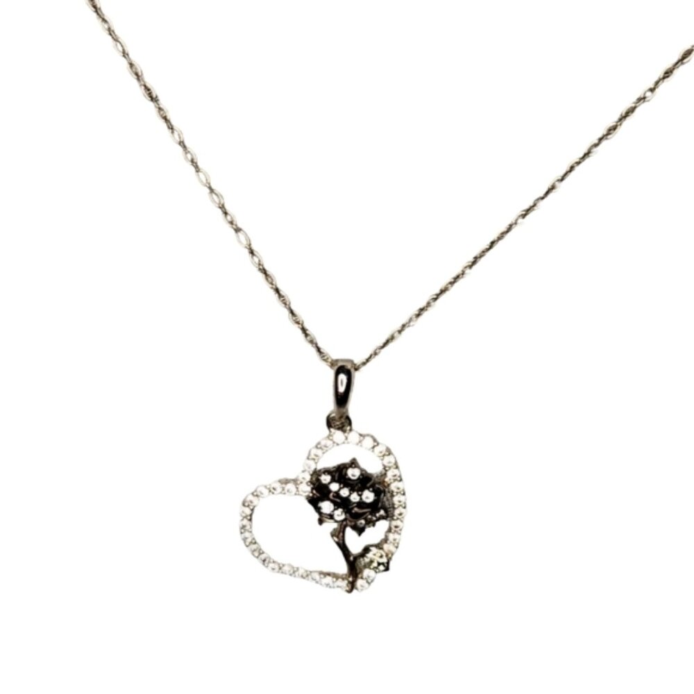 Black Dahlia Heart Necklace